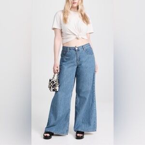 FRAME Le Mid Wide Leg Jean Happy Indigo Casual Coastal Modern Cut No Stretch 27